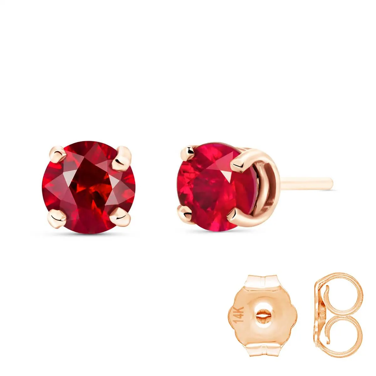 0.95 Carat 14K Solid Rose Gold Petite Ruby Stud Earrings