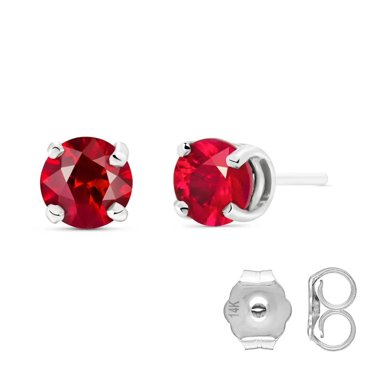 0.95 Carat 14K Solid White Gold Kiss Goodnight Ruby Earrings