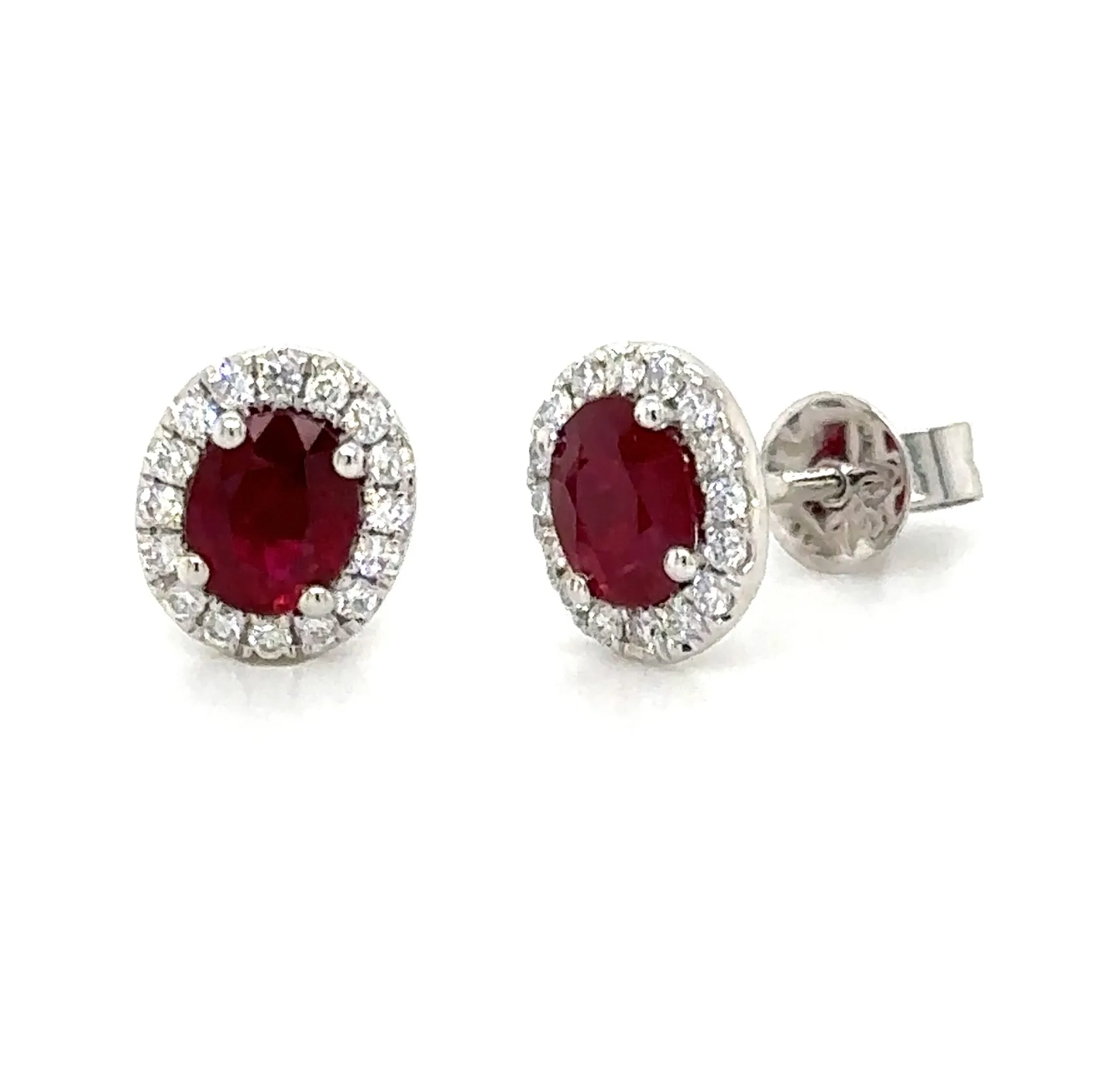 1.13carat Ruby and Diamond Halo Stud Earrings