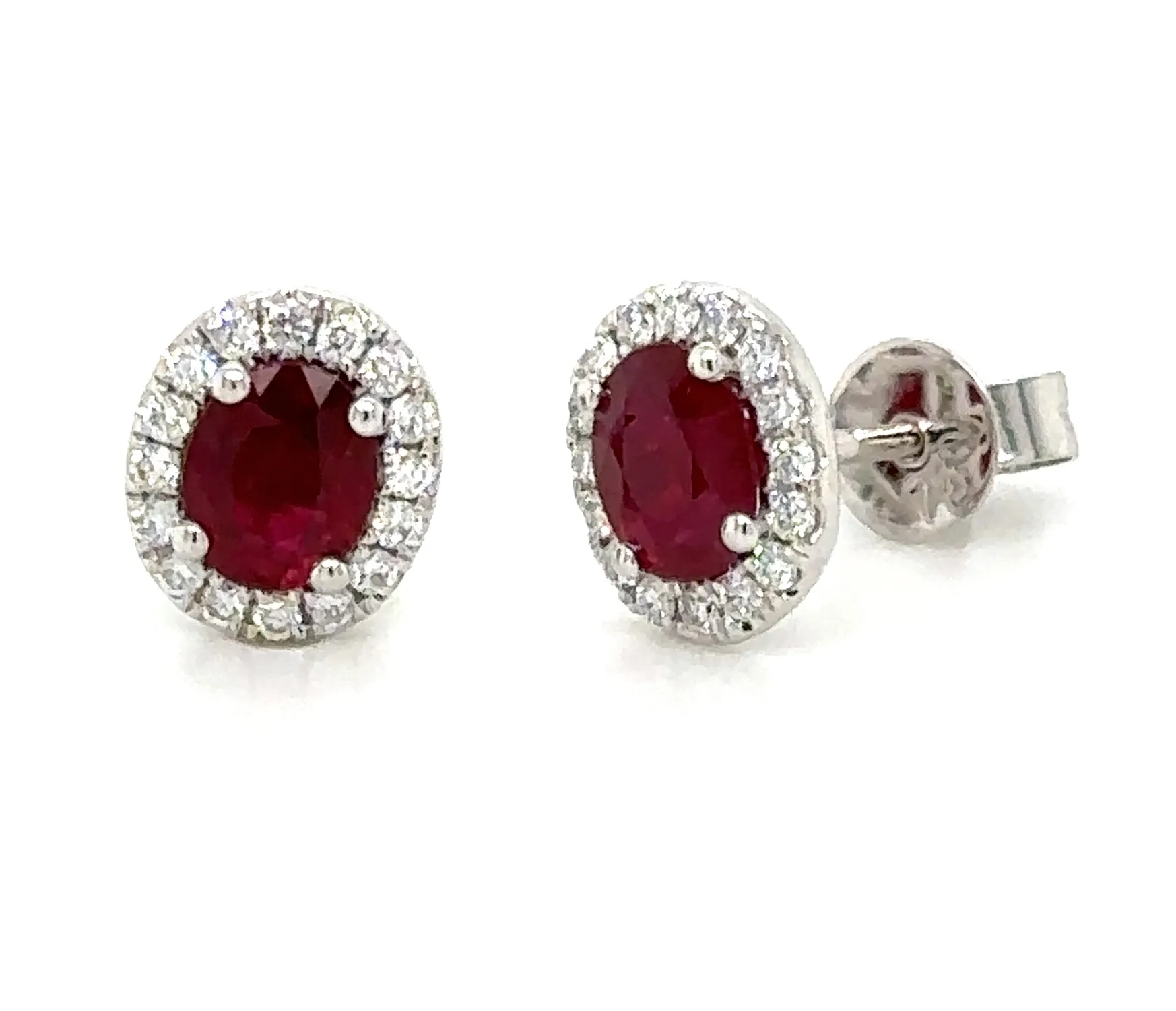 1.13carat Ruby and Diamond Halo Stud Earrings