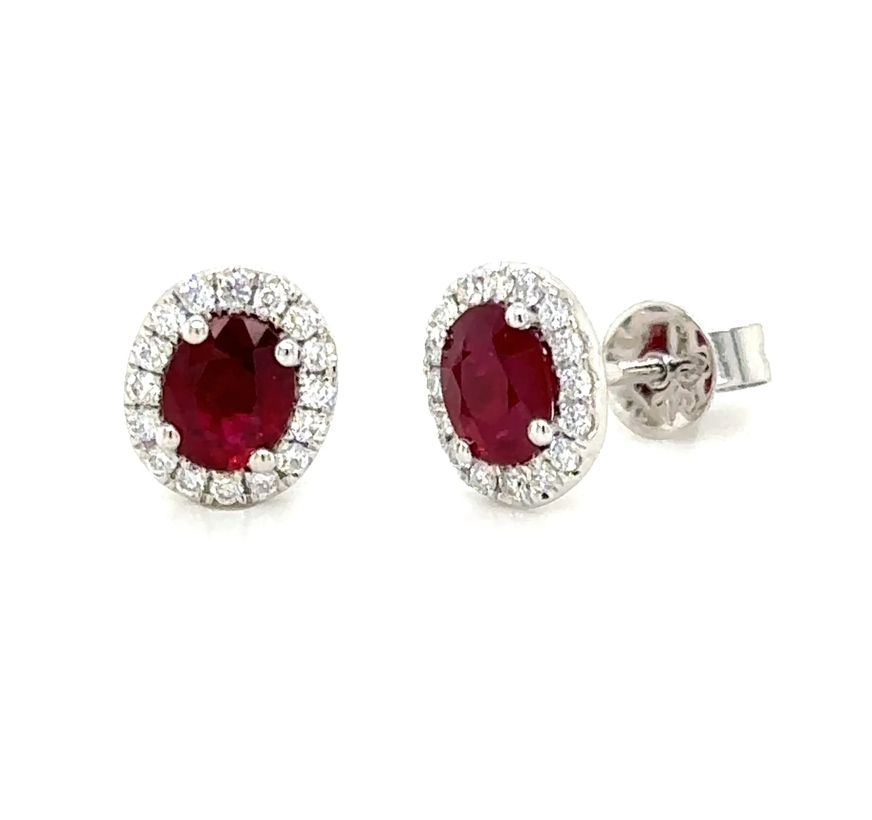 1.13carat Ruby and Diamond Halo Stud Earrings