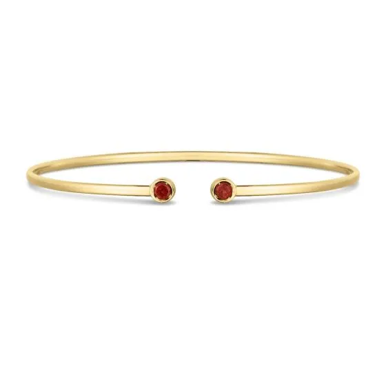 14k Gold Gemstone Open Cuff Bangle Bracelets