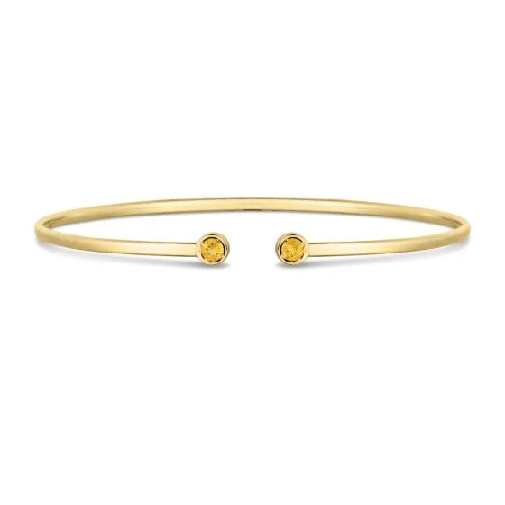 14k Gold Gemstone Open Cuff Bangle Bracelets