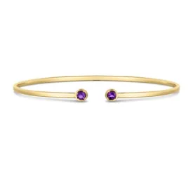 14k Gold Gemstone Open Cuff Bangle Bracelets