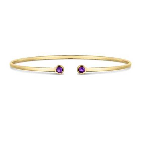 14k Gold Gemstone Open Cuff Bangle Bracelets