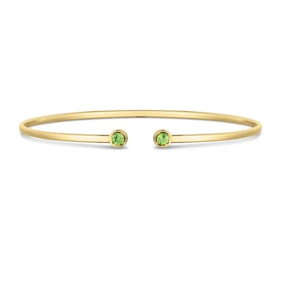 14k Gold Gemstone Open Cuff Bangle Bracelets