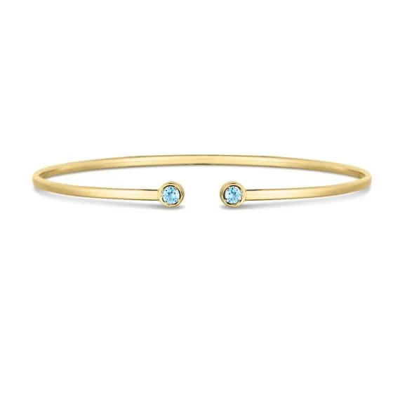 14k Gold Gemstone Open Cuff Bangle Bracelets