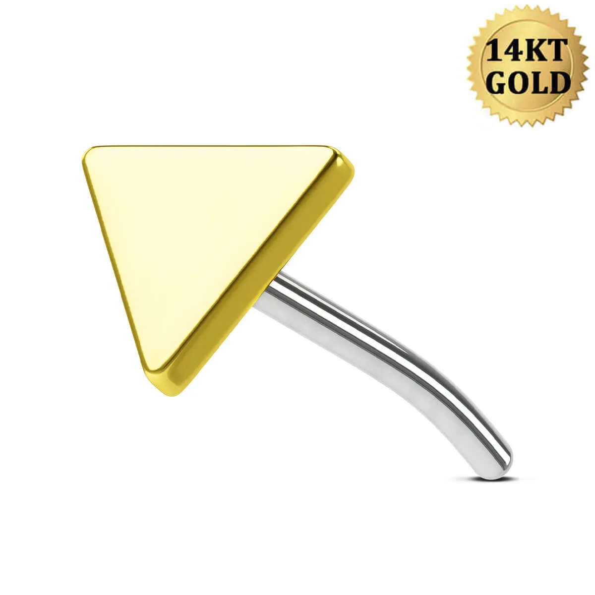 14K Solid Gold Flat Triangle Shape Push Pin