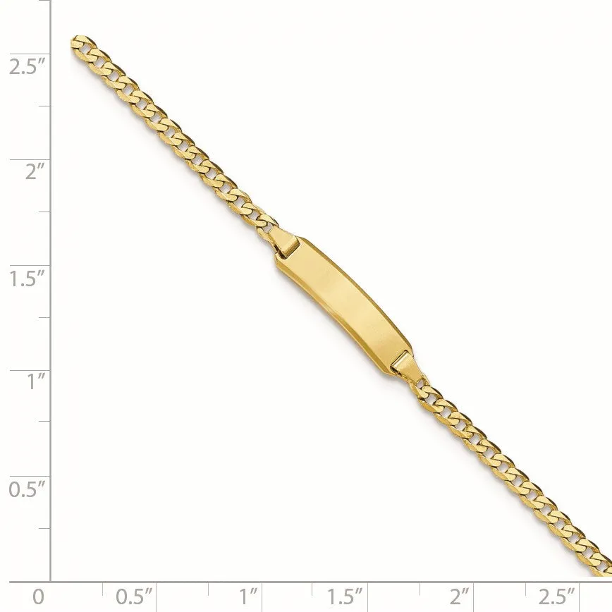 14KT Yellow Gold 7&quot; 5MM Lobster Clasp ID Curb Bracelet