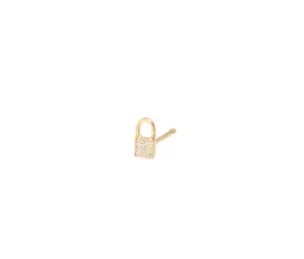 14KY Single Itty Bitty Pave Diamond Padlock Stud