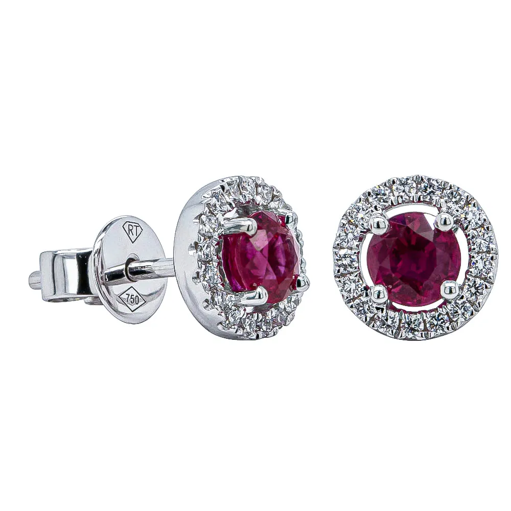 18ct White Gold .79ct Ruby & Diamond Earrings