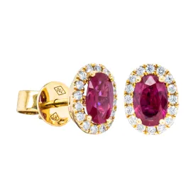 18ct Yellow Gold .92ct Ruby & Diamond Earrings