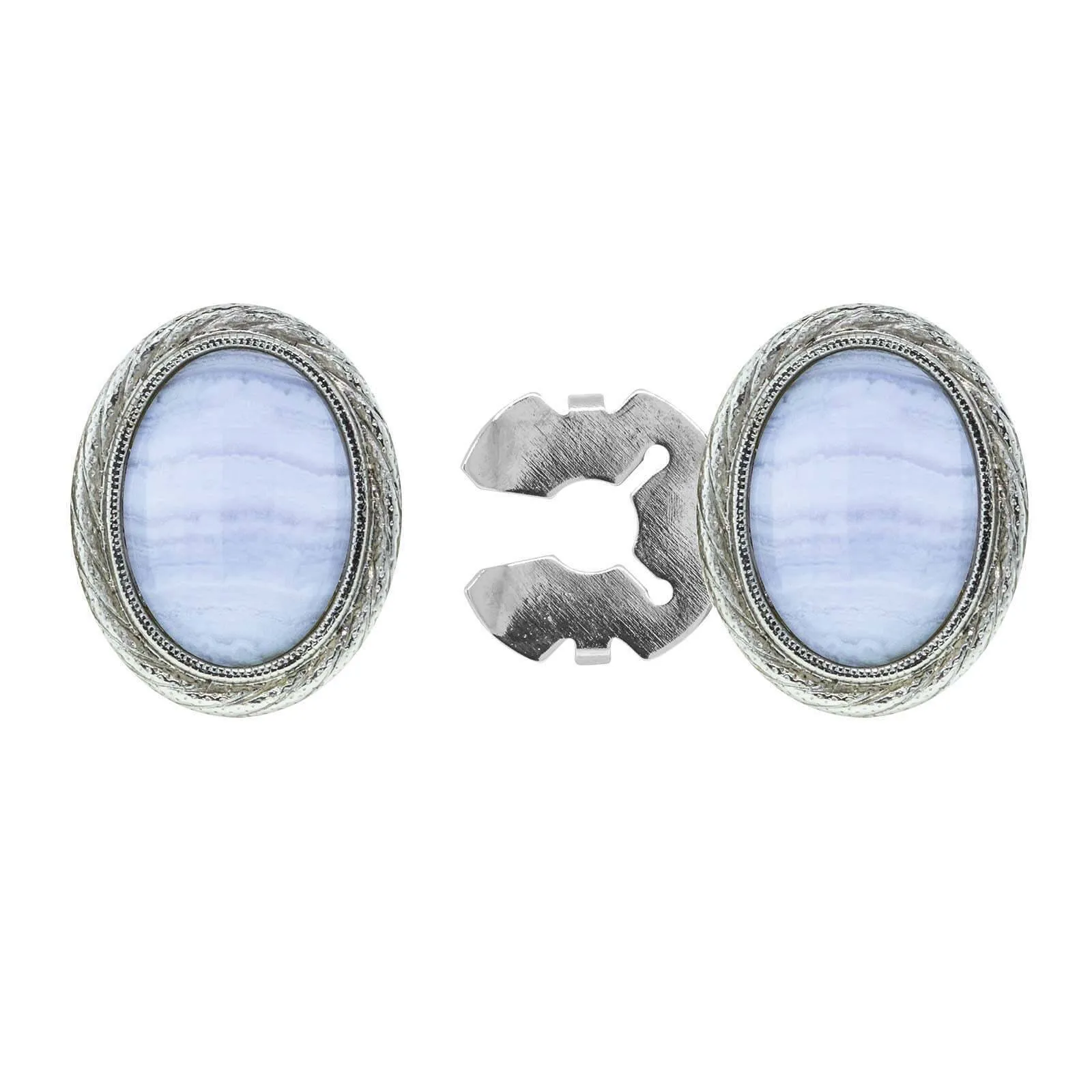 1928 Jewelry CUFF IT!¨ Cufflinks Genuine Stone Oval Button Cover