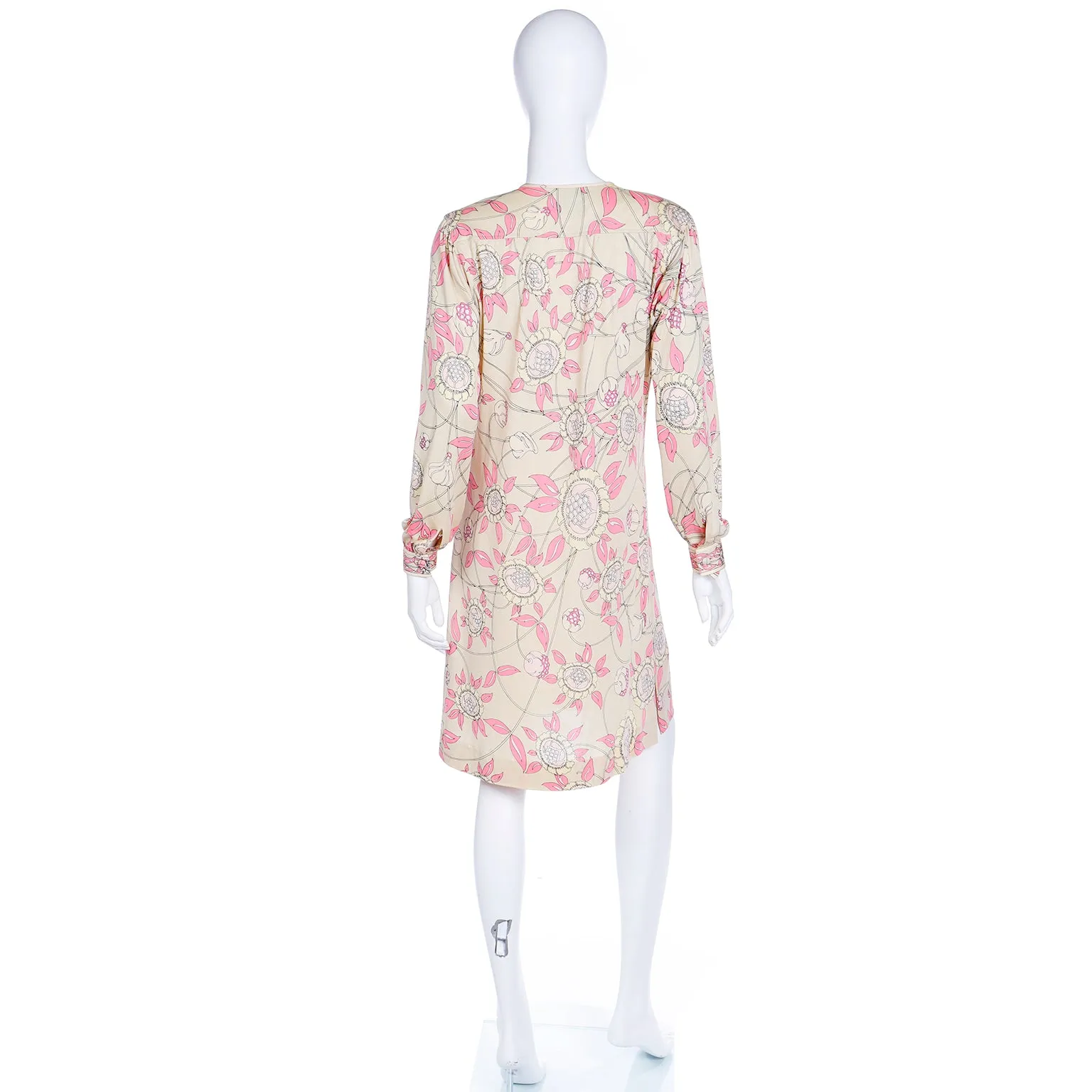 1970s Emilio Pucci Silk Jersey Vintage Dress Yellow & Pink Floral Print