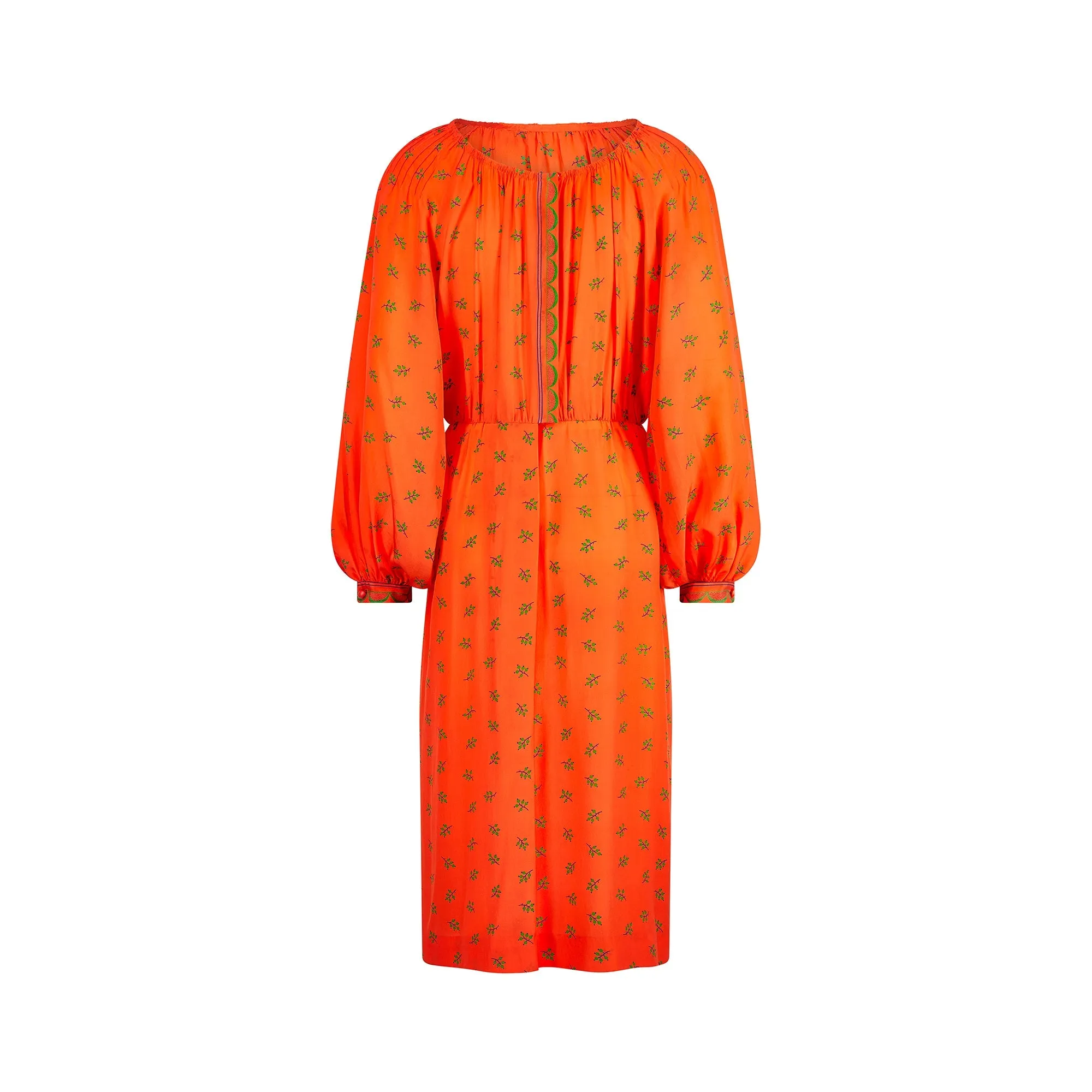 1970s Louis Feraud Haute Couture Orange Silk Dress