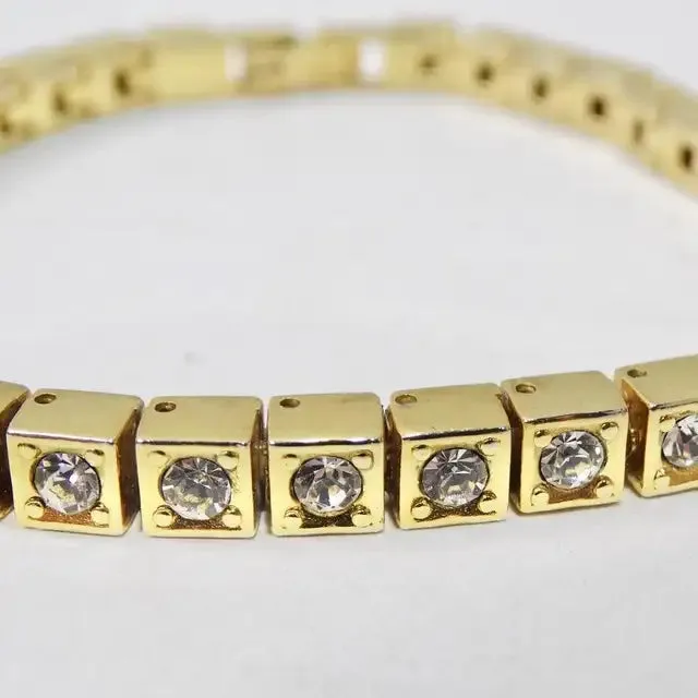 1980s 18K Gold Plated Tennis Bracelet