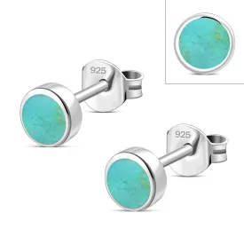 5mm | Round Turquoise Sterling Silver Stud Earrings