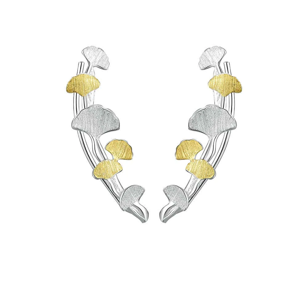 925 Silver Long Apricot Leaf Earrings