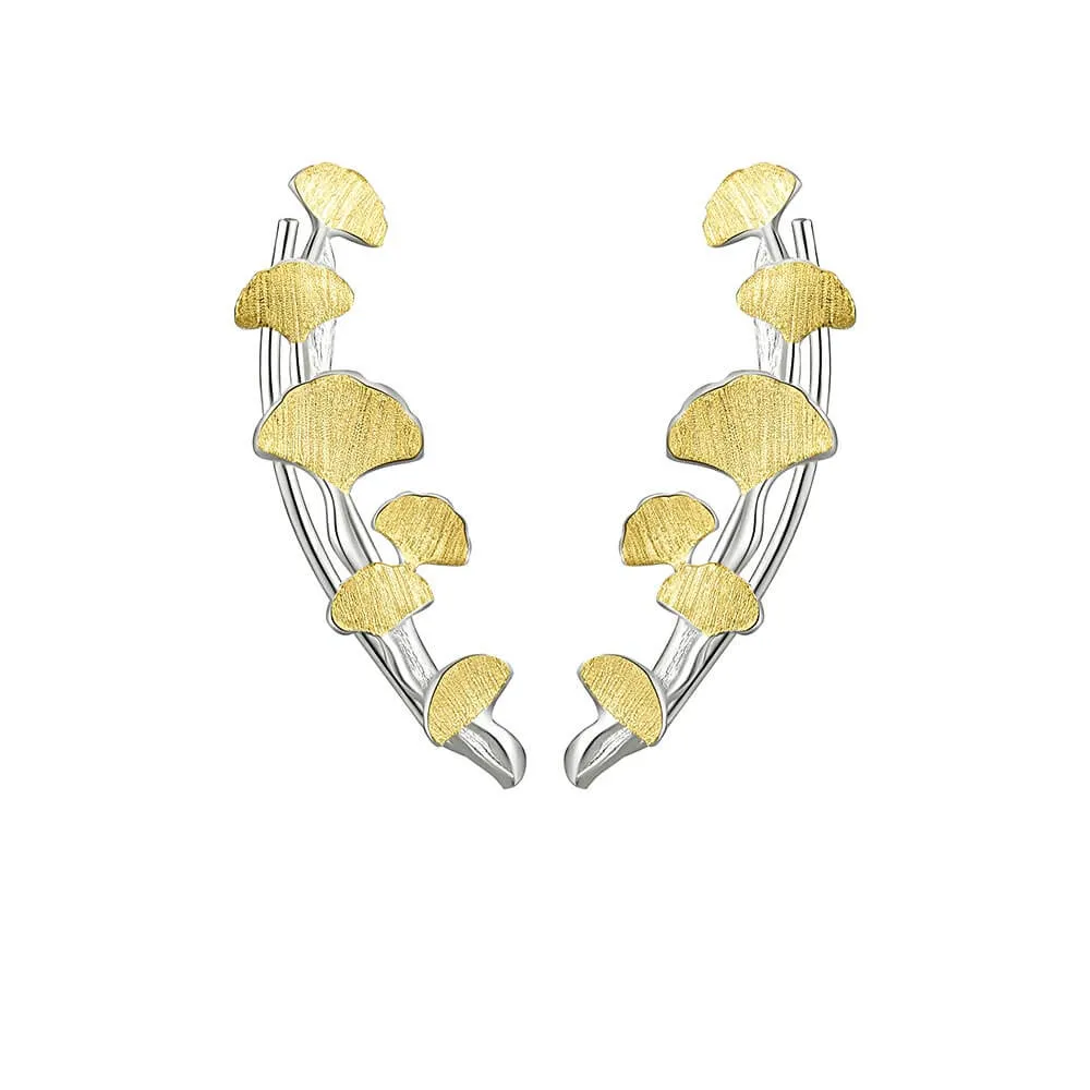 925 Silver Long Apricot Leaf Earrings