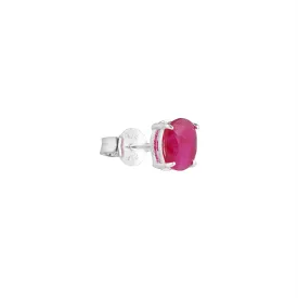 925 Sterling Silver Stud Earrings - Ruby Stone