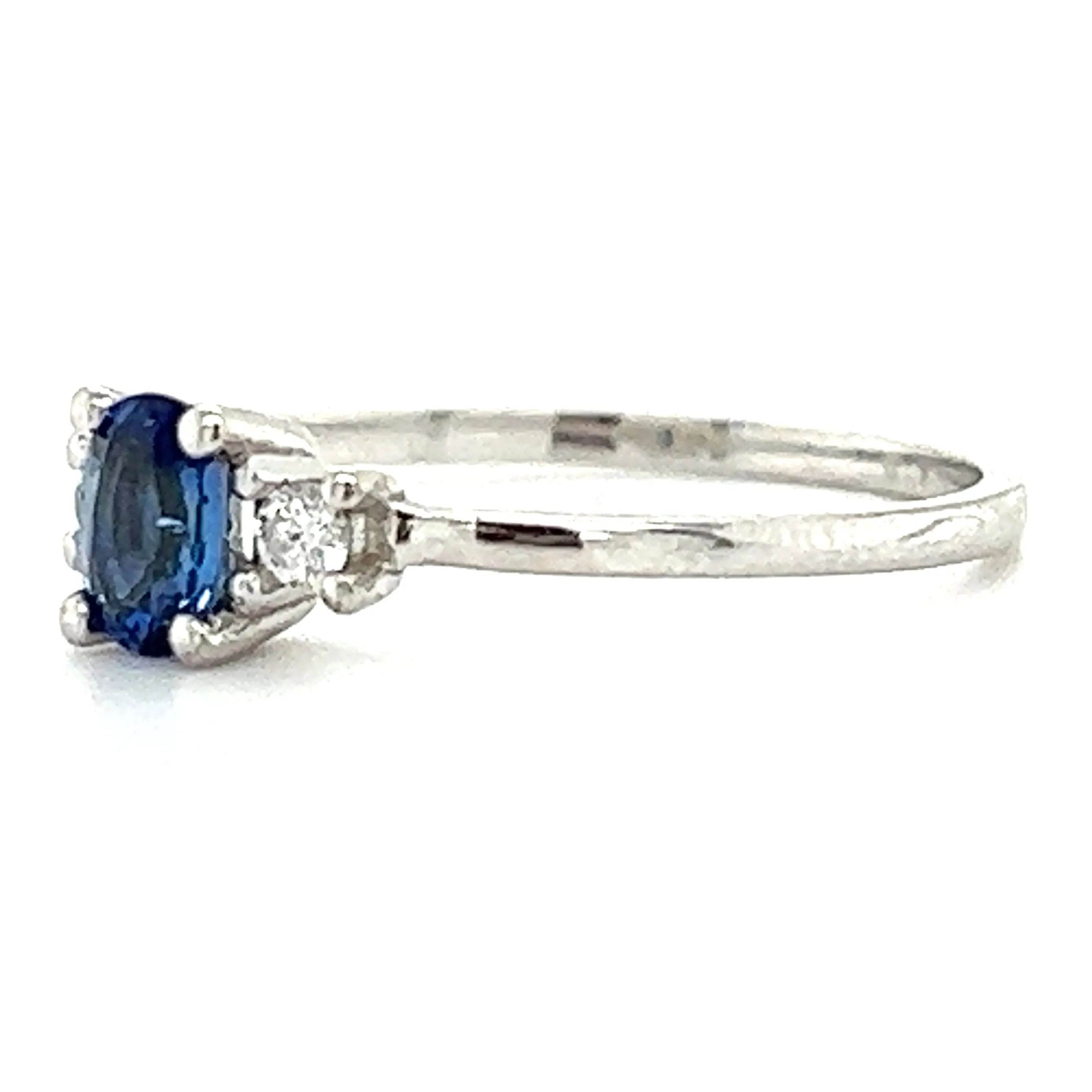 9ct White Gold Earth Grown Oval Sapphire & Diamond Ring