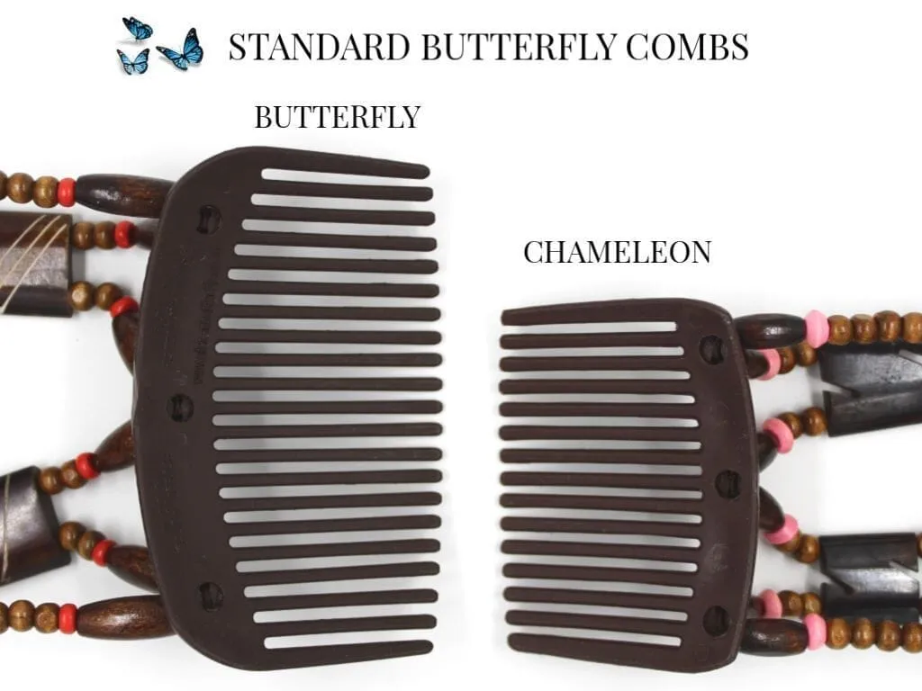 African Butterfly Chameleon Hair Comb - Ndebele Black 48