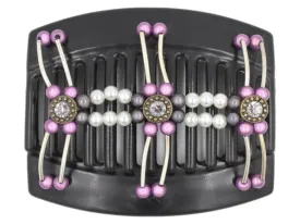 African Butterfly Thick Hair Comb - Flowers Black 58