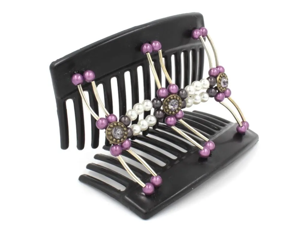 African Butterfly Thick Hair Comb - Flowers Black 58