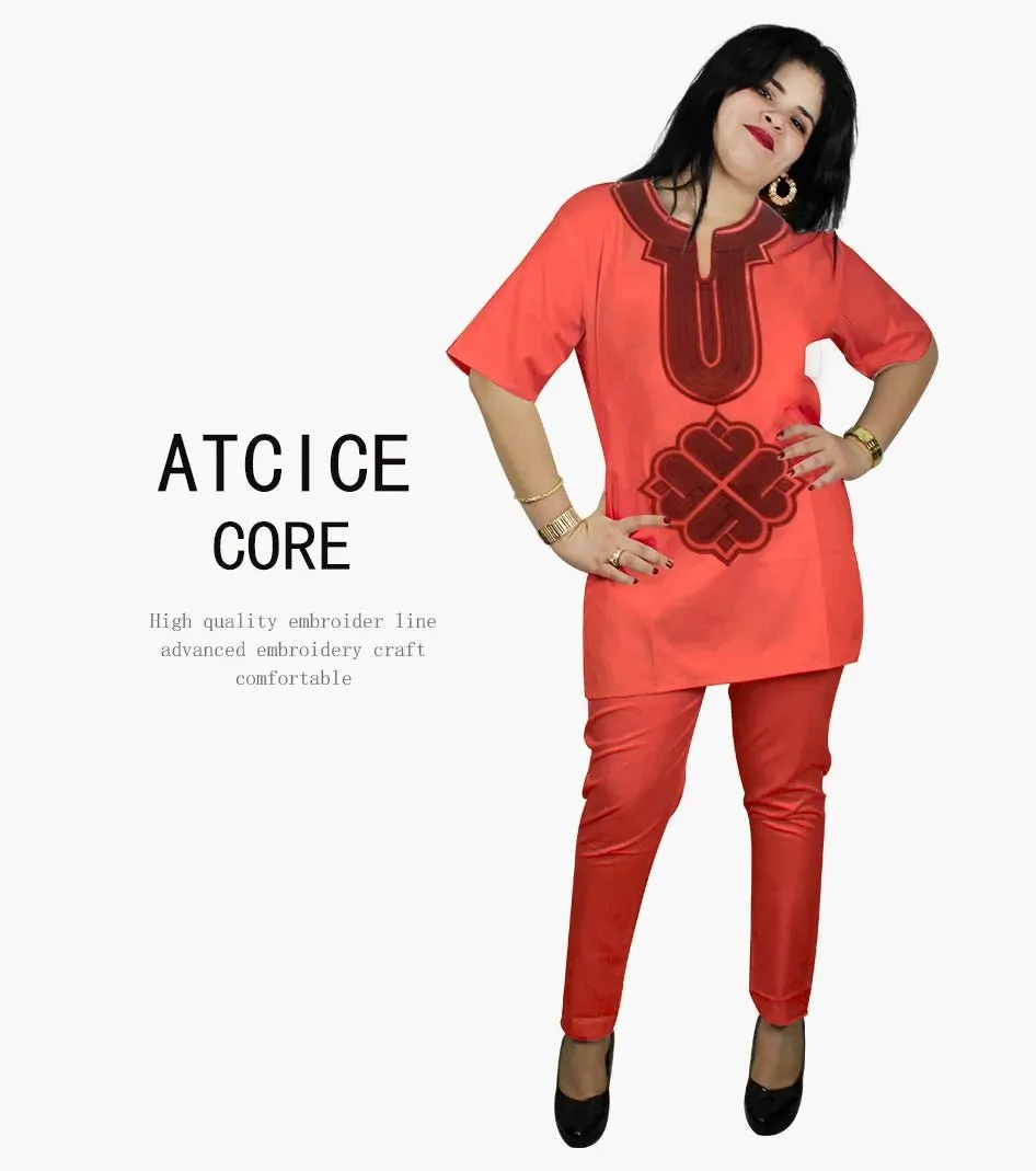 African Dress For Woman Soft Material Emboridery Design Top And Pants