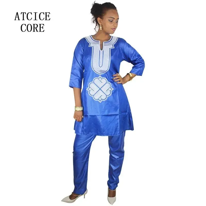 African Dress For Woman Soft Material Emboridery Design Top And Pants