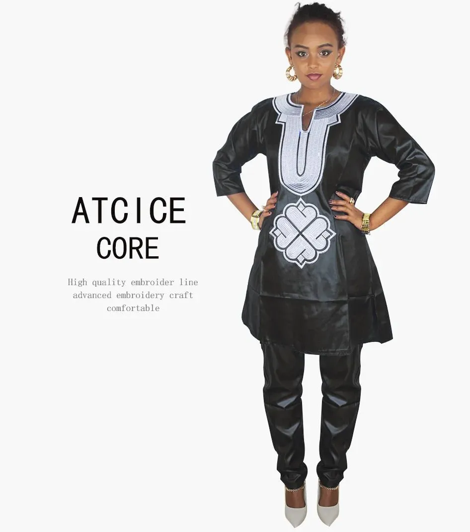 African Dress For Woman Soft Material Emboridery Design Top And Pants