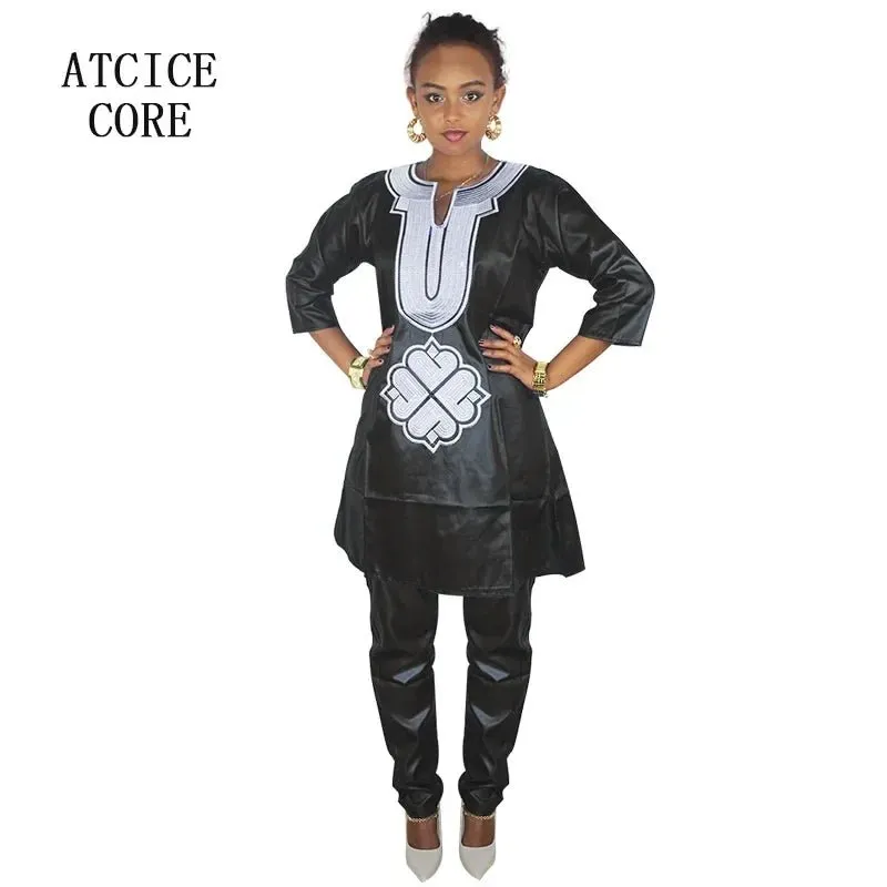 African Dress For Woman Soft Material Emboridery Design Top And Pants