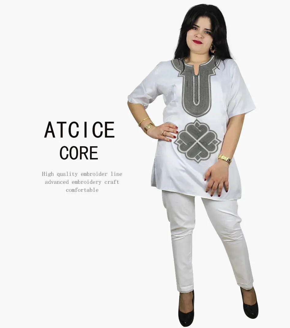 African Dress For Woman Soft Material Emboridery Design Top And Pants