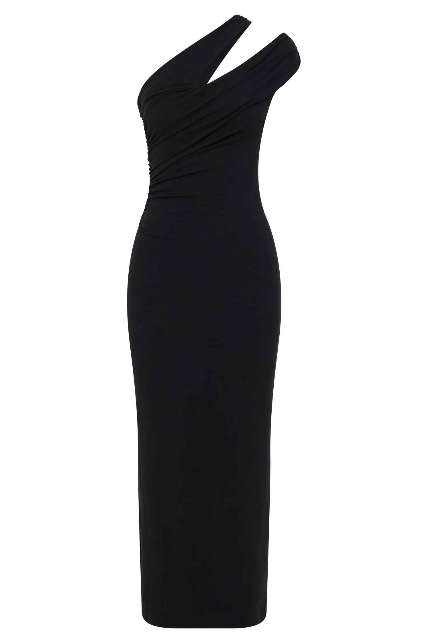 Anastasia One Shoulder Modal Midi Dress - Black