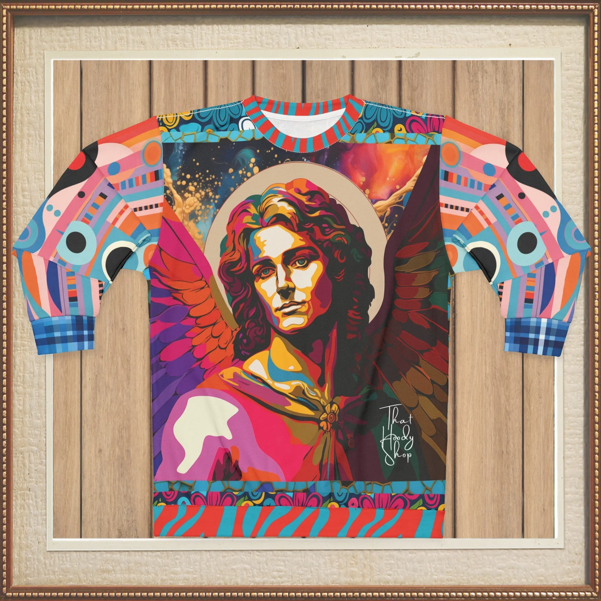 Archangel Michael in Vibrant Reflection Mid-Weight Polyester Unisex Sweatshirt (Gold Label)