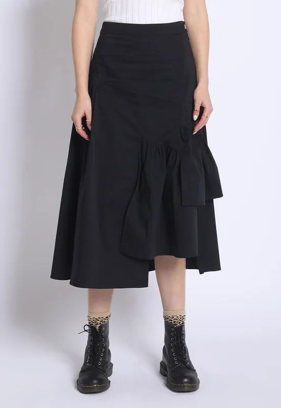 ASYMMETRICAL MIDI SKIRT