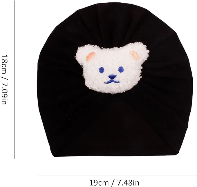 Babymoon Beanie Bear Turban Knot Boy’s Girl’s Kids New Born Baby Cap Hat Headwear 0-2 Y | Black