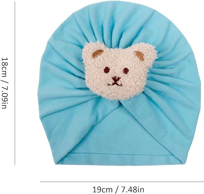 Babymoon Beanie Bear Turban Knot Boy’s Girl’s Kids New Born Baby Cap Hat Headwear 0-2 Y | Blue