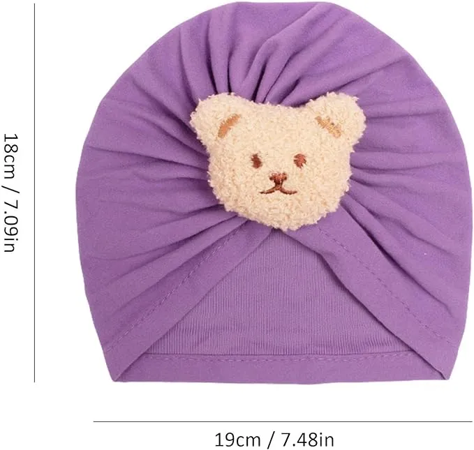 Babymoon Beanie Bear Turban Knot Boy’s Girl’s Kids New Born Baby Cap Hat Headwear 0-2 Y | Purple