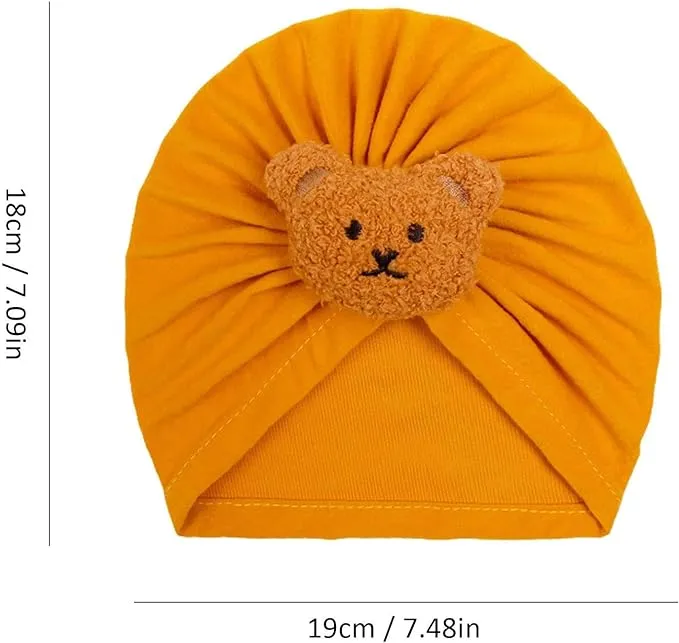 Babymoon Beanie Bear Turban Knot Boy’s Girl’s Kids New Born Baby Cap Hat Headwear 0-2 Y | Yellow