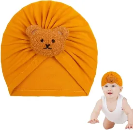 Babymoon Beanie Bear Turban Knot Boy’s Girl’s Kids New Born Baby Cap Hat Headwear 0-2 Y | Yellow