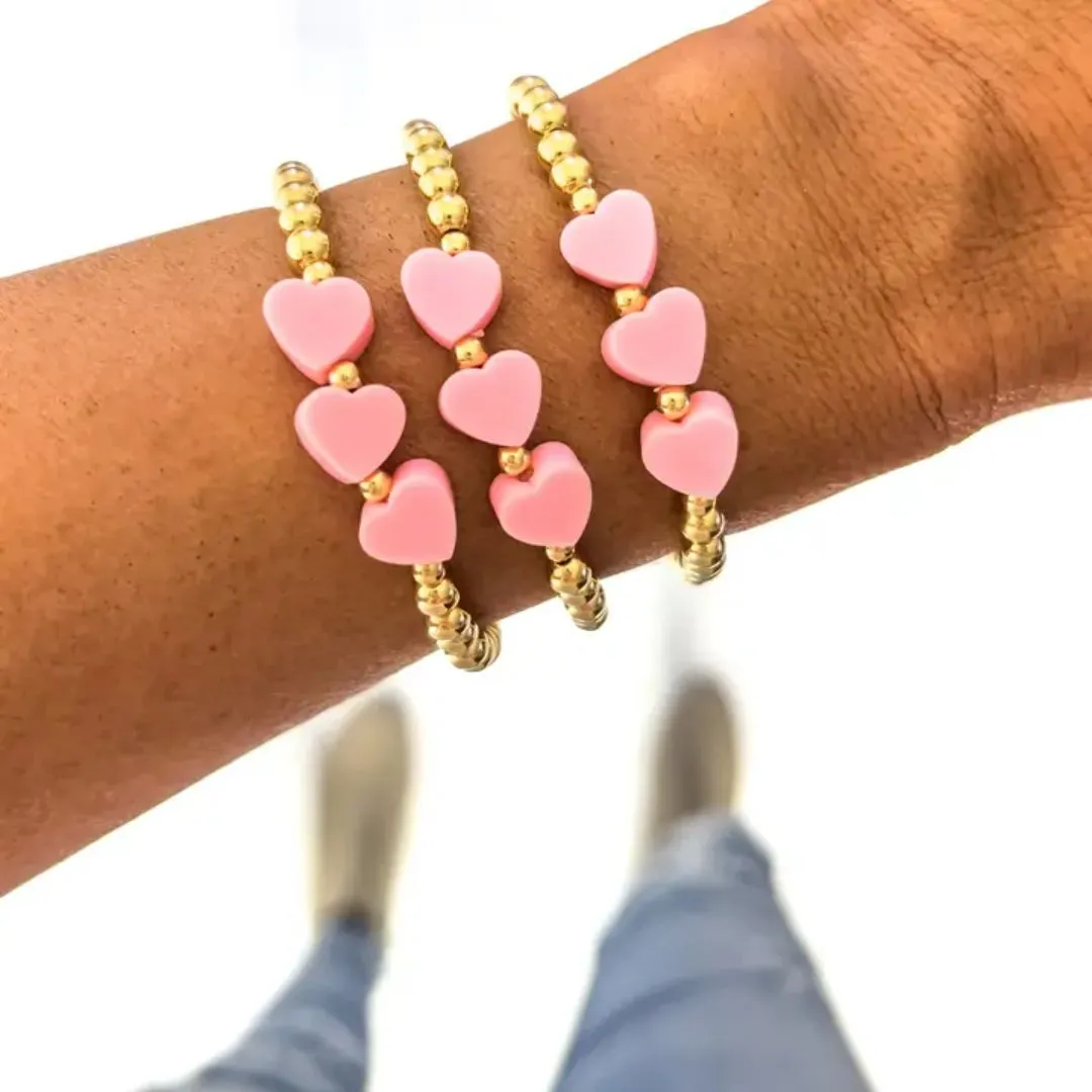 Beaded Gold Heart Bracelet