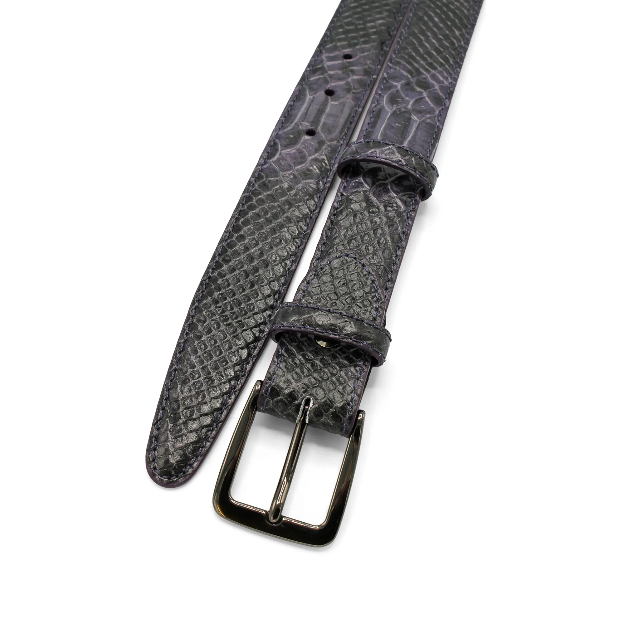 Blackberry Narrow Anaconda Effect Gunmetal Belt