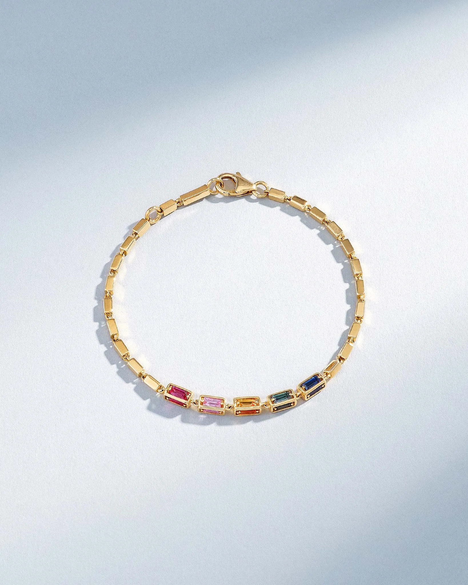 Block-Chain Multi-Rainbow Sapphire Medium Bracelet