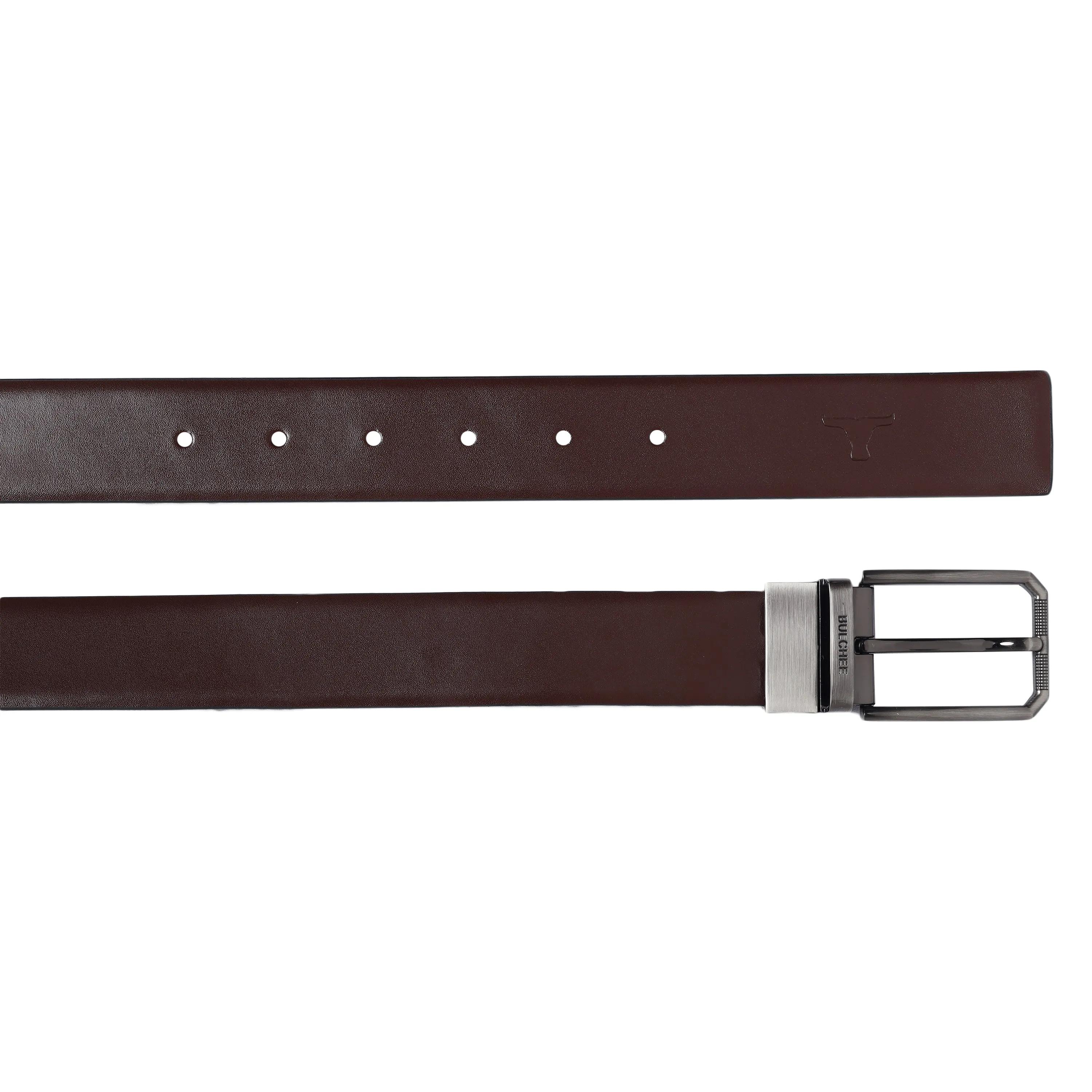 Bulchee Men's Genuine Leather Reversible Buckle Belt (Formal, Black/Brown) BUL2210B