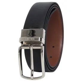 Bulchee Men's Genuine Leather Reversible Buckle Belt (Formal, Black/Tan) BUL2205B