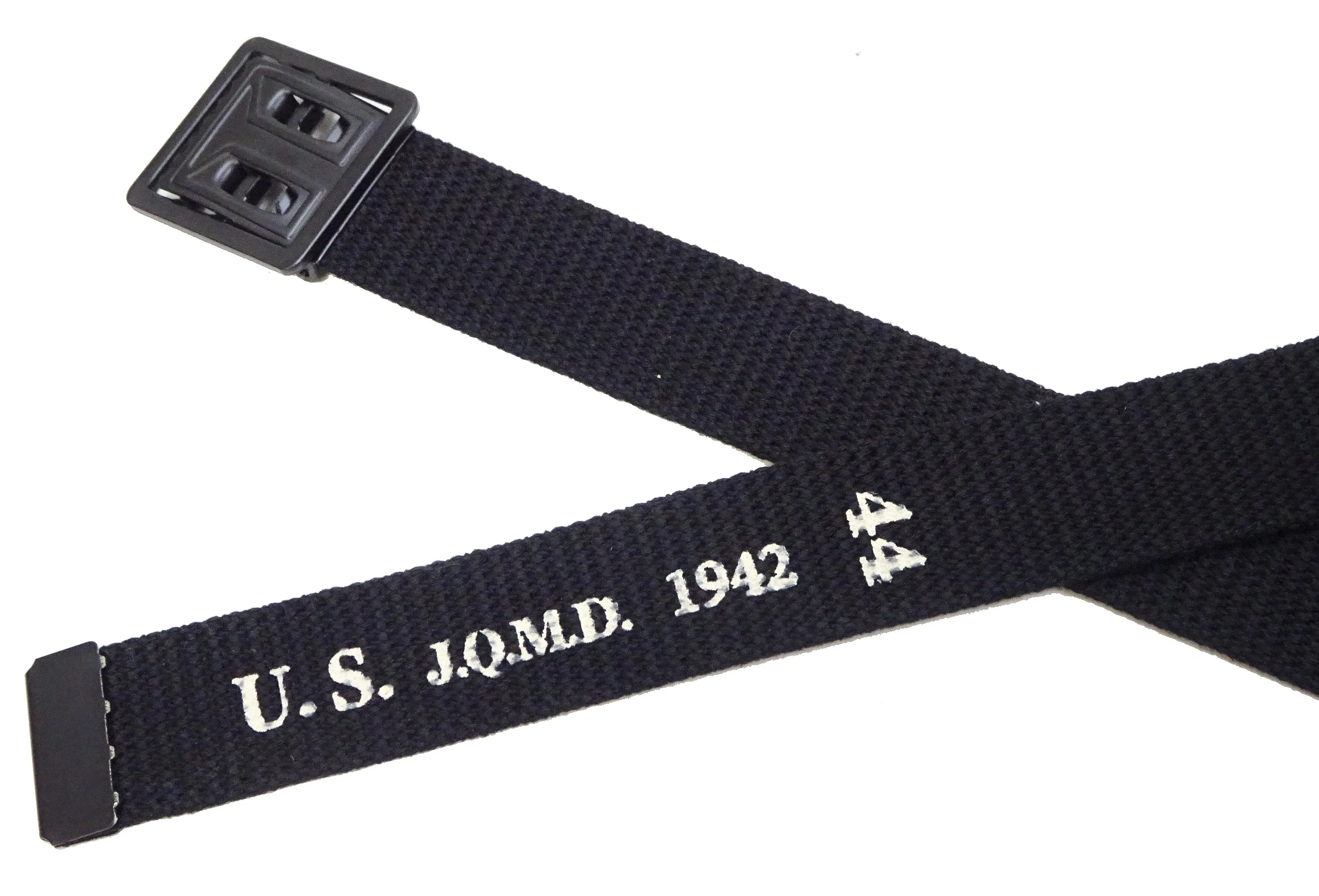 Buzz Rickson Cotton Webbing Belt Men's William Gibson M-1937 WW2 US Army GI Belt Black Version BR02767