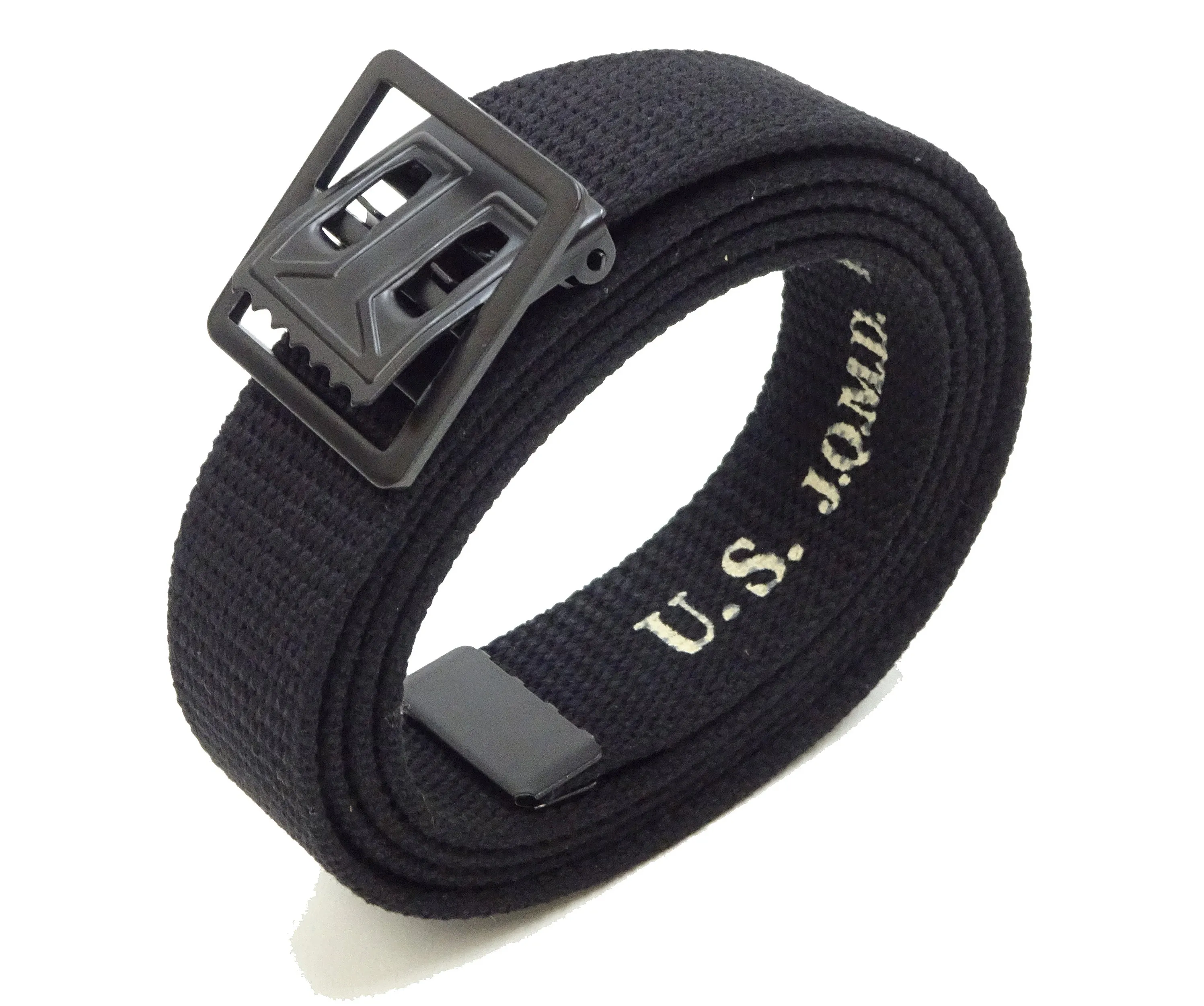 Buzz Rickson Cotton Webbing Belt Men's William Gibson M-1937 WW2 US Army GI Belt Black Version BR02767