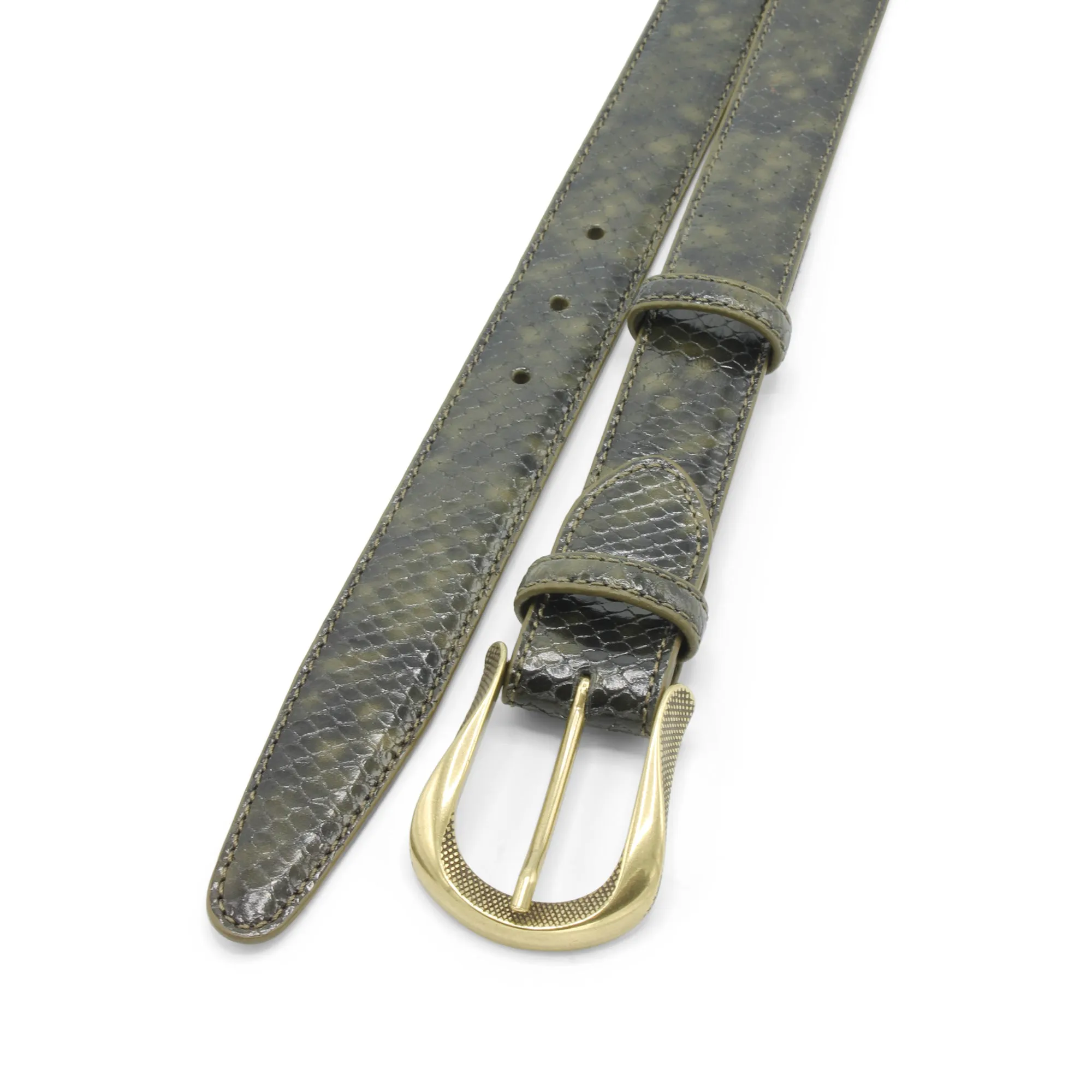 Camouflage Narrow Viper Effect Gold Prong Belt