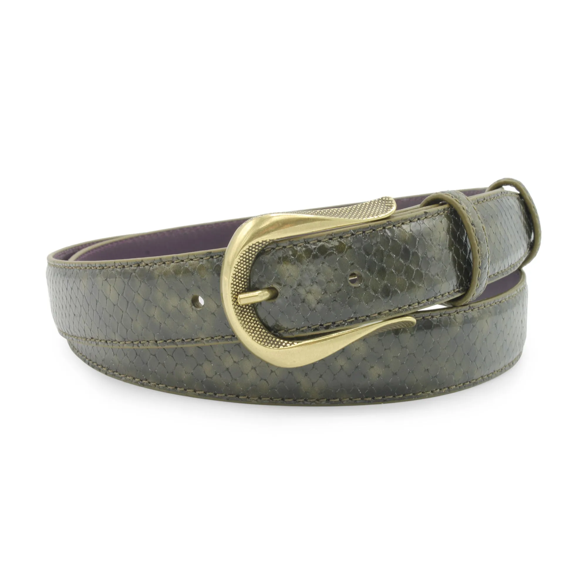 Camouflage Narrow Viper Effect Gold Prong Belt